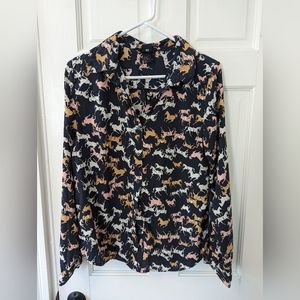 Horse print button down